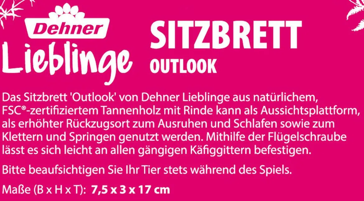 Dehner Lieblinge Sitzbrett Outlook, ca. B7,5/H3/T17 cm