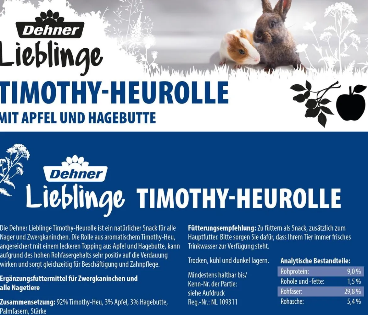 Dehner Lieblinge Timothy-Heurolle mit Apfel & Hagebutte, 200 g
