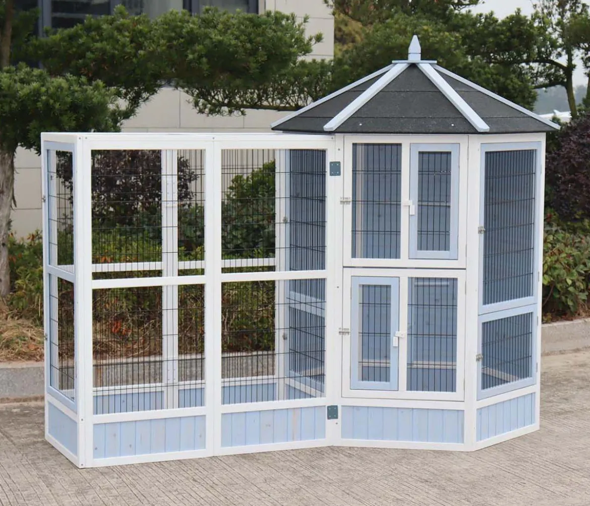Dehner Lieblinge Vogelvoliere Santorini, weiß/blau, ca. Ø132/H180 cm