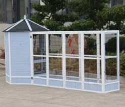 Dehner Lieblinge Vogelvoliere Santorini, weiß/blau, ca. Ø132/H180 cm