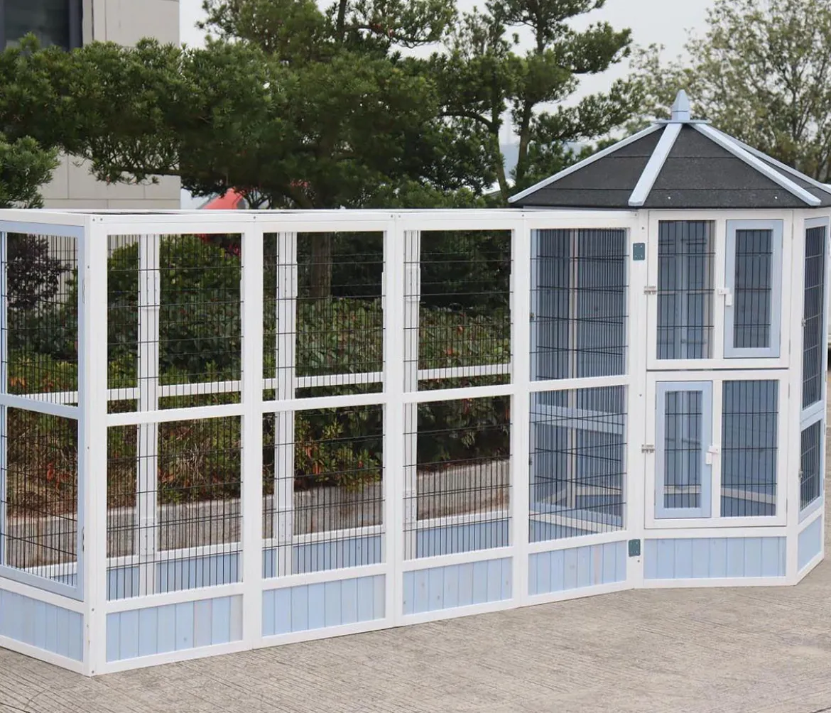 Dehner Lieblinge Vogelvoliere Santorini, weiß/blau, ca. Ø132/H180 cm