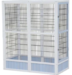 Dehner Lieblinge Vogelvolieren-Set Santorini, mit Freigehege, weiß/blau, ca. B236,4/H180/T132 cm