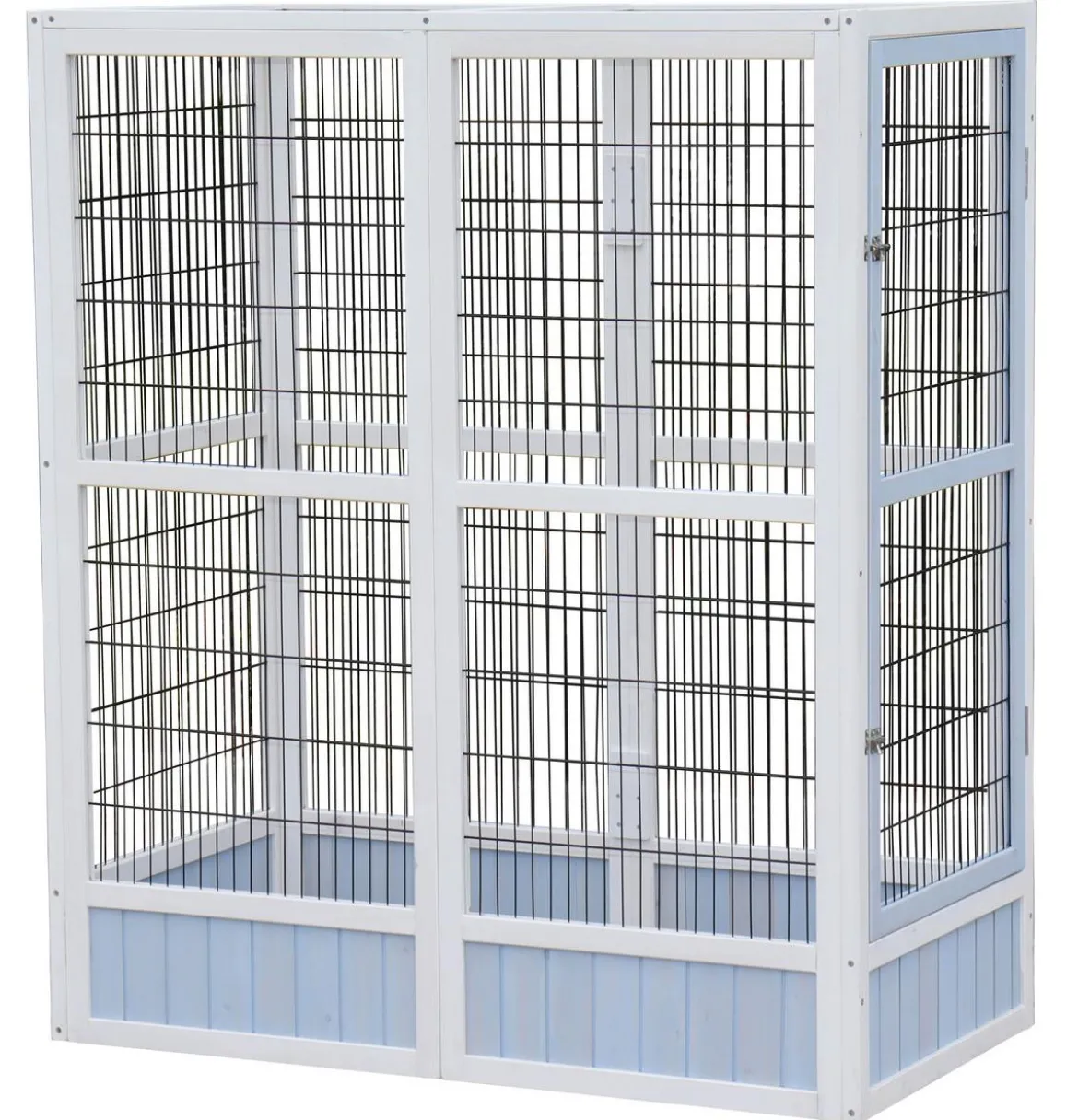 Dehner Lieblinge Vogelvolieren-Set Santorini, mit Freigehege, weiß/blau, ca. B236,4/H180/T132 cm