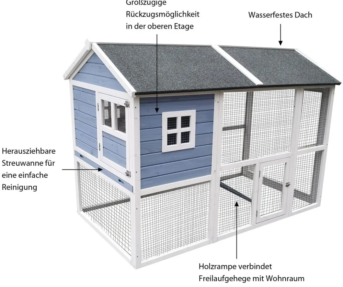 Dehner Lieblinge XXL Nagerheim Funny Flocke, hellblau, ca. B170/H120/T99 cm