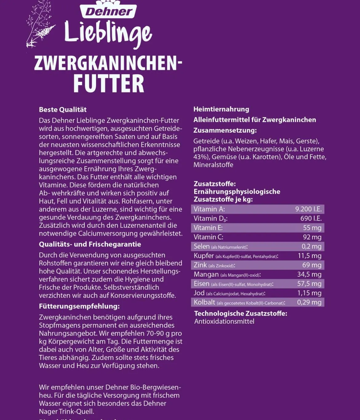 Dehner Lieblinge Zwergkaninchen-Futter