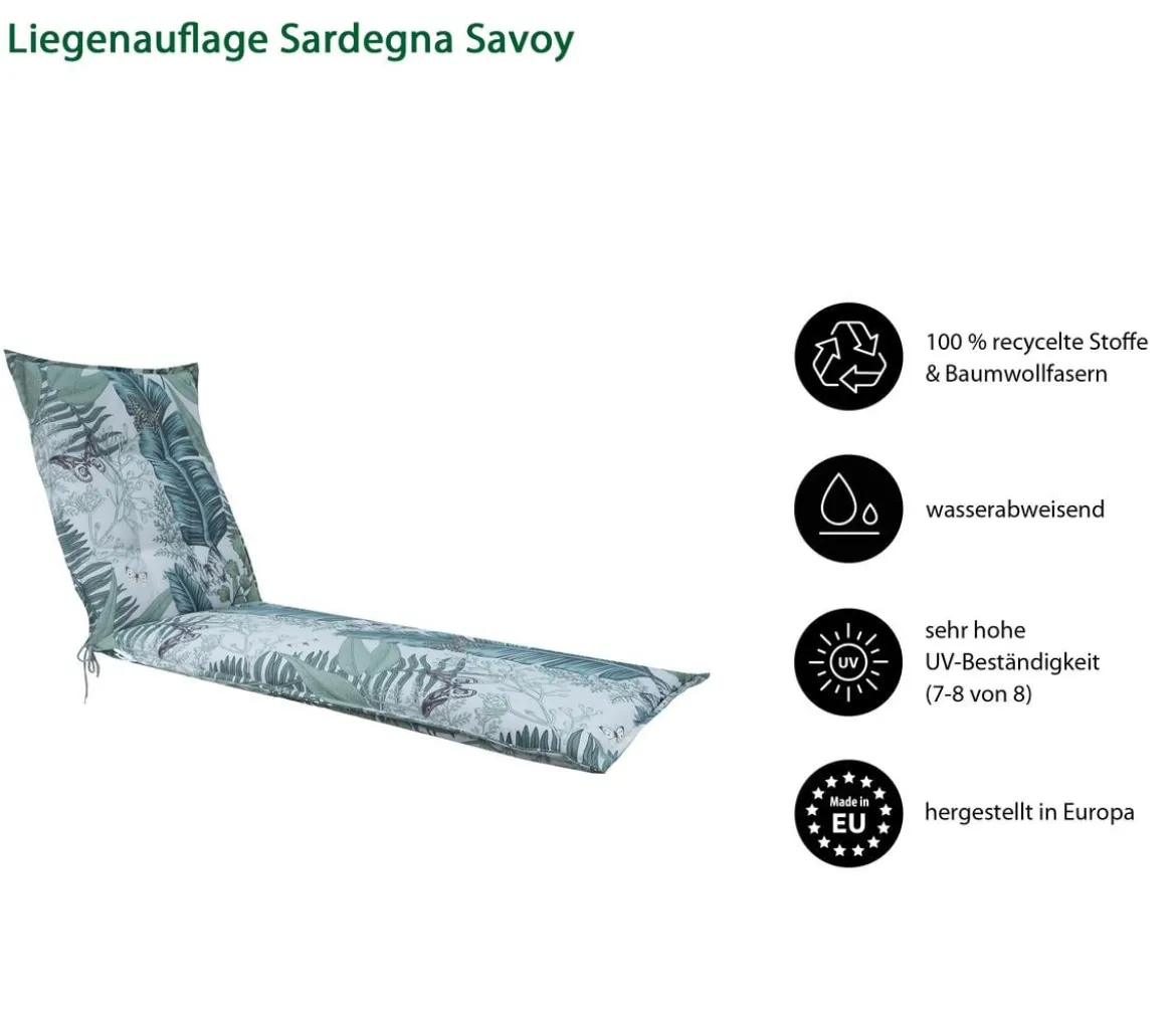 Dehner Liegenauflage Sardegna für Gartenliege Savoy, ca. B58/H6/T178 cm