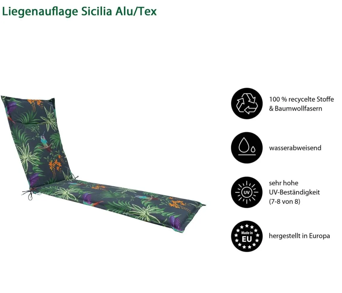 Dehner Liegenauflage Sicilia für Alu-Tex-Liegen, ca. B54/H4/T198 cm