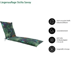 Dehner Liegenauflage Sicilia für Gartenliege Savoy, ca. B57/H6/T178 cm