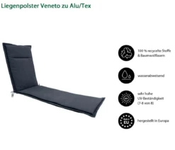 Dehner Liegenauflage Veneto für Alu-Tex-Liegen, ca. B55/H4/T198 cm