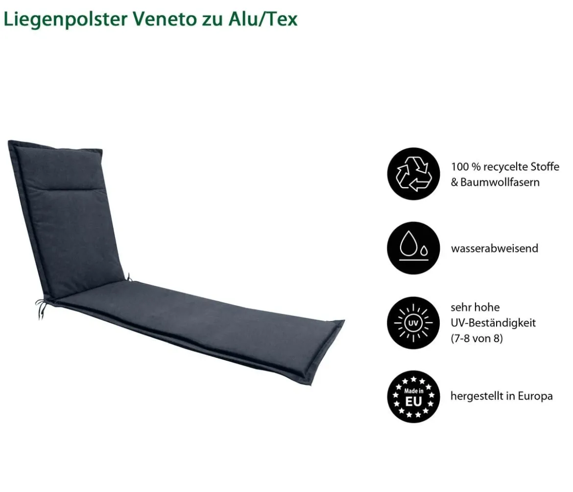 Dehner Liegenauflage Veneto für Alu-Tex-Liegen, ca. B55/H4/T198 cm