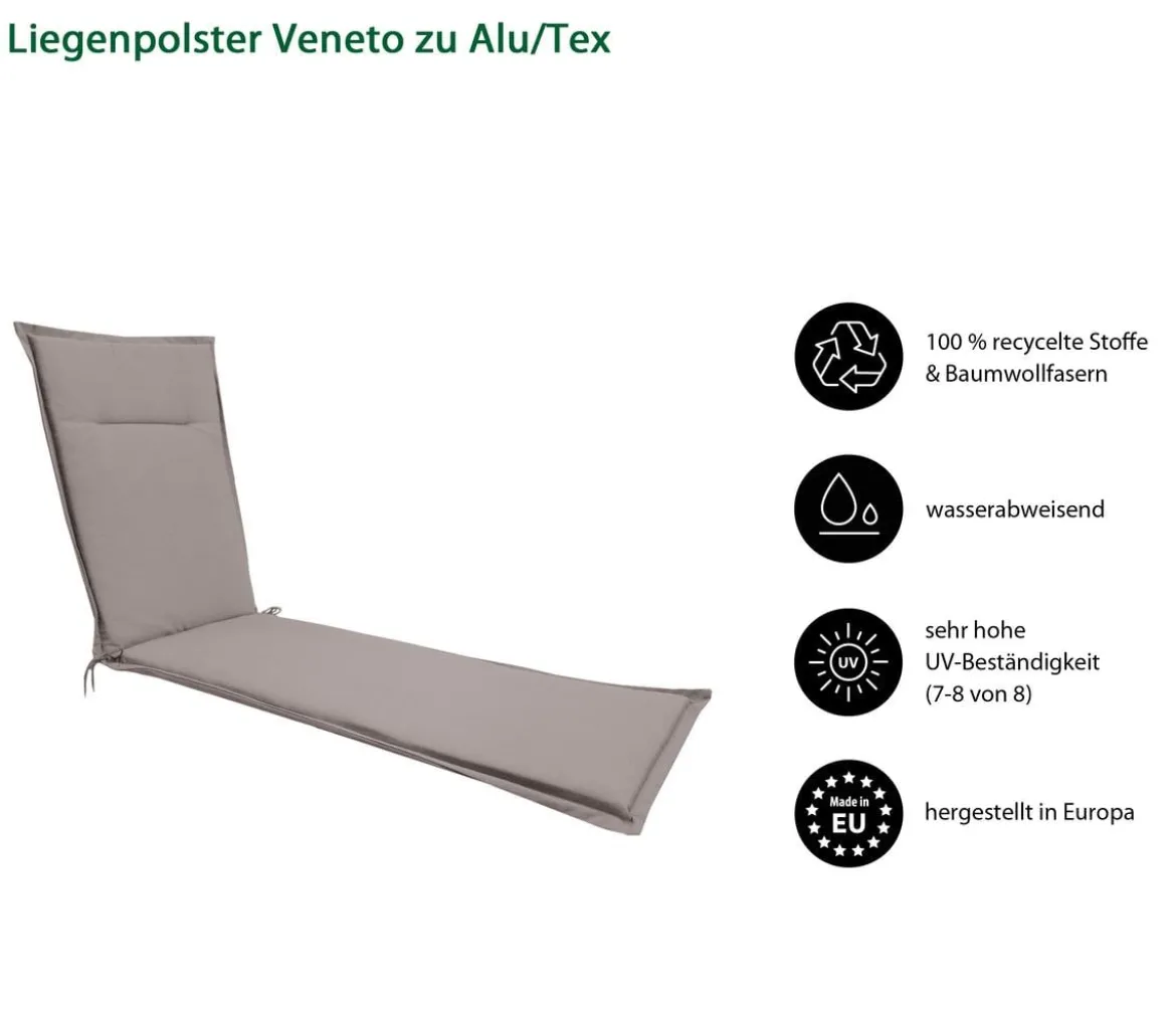 Dehner Liegenauflage Veneto für Alu-Tex-Liegen, ca. B55/H4/T198 cm