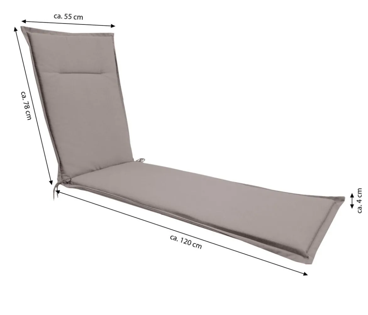 Dehner Liegenauflage Veneto für Alu-Tex-Liegen, ca. B55/H4/T198 cm