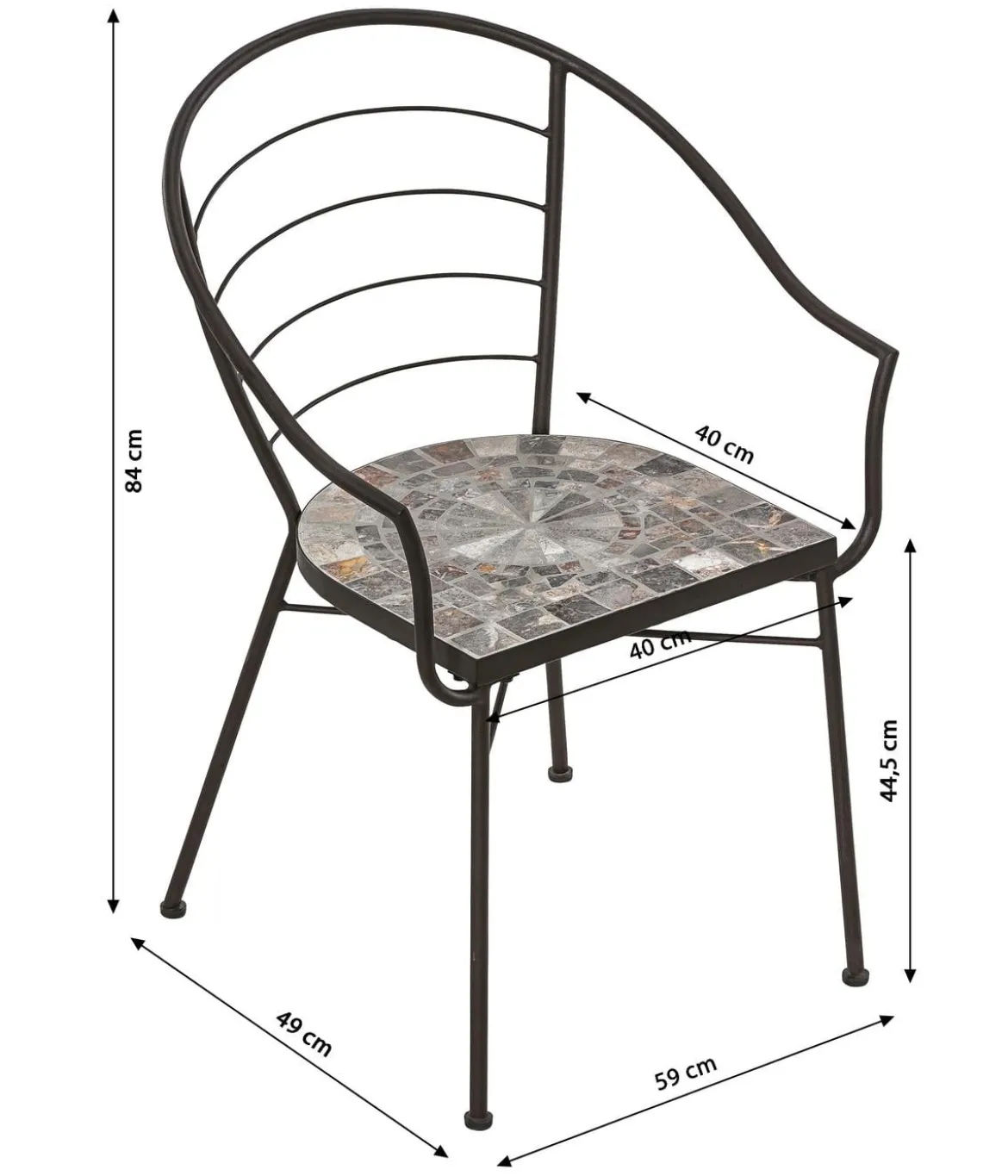 Dehner Mosaiksessel Grazia, ca. B59/H84/T49 cm