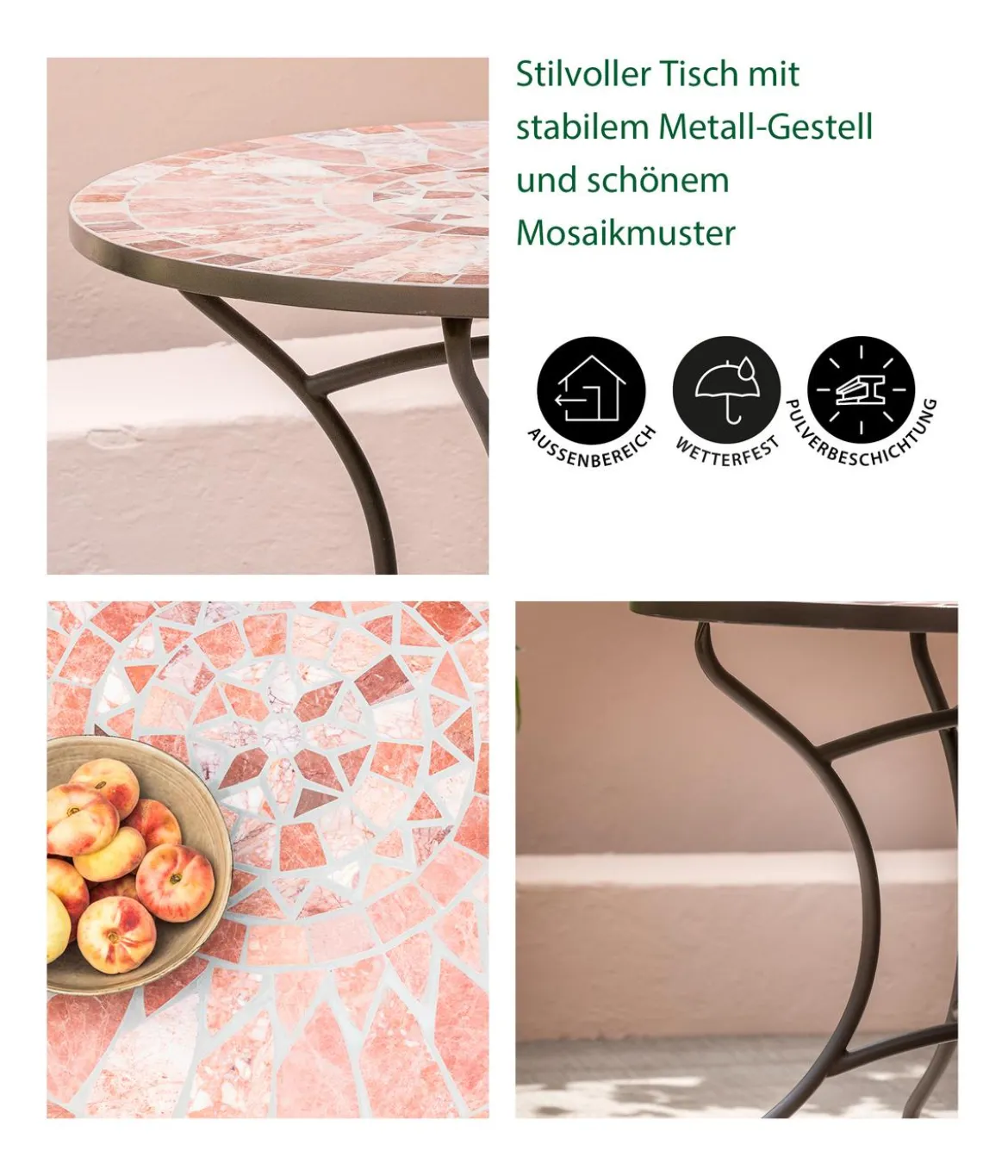 Dehner Mosaiktisch Chiara, terra-rosé