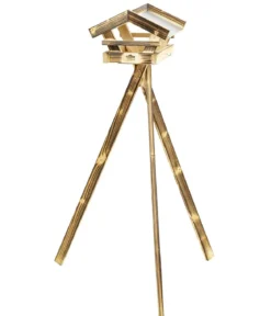 Dehner Natura Premium Futterhaus Apennin, geflammt, inkl. Ständer, ca. B70/H134,5/T70 cm
