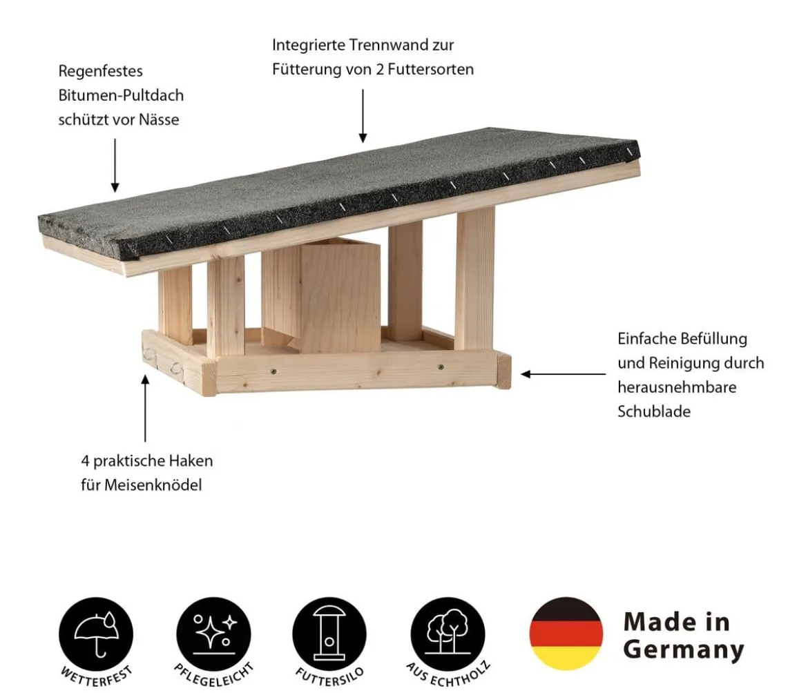 Dehner Natura Premium Futterhaus Rofan, natur, ca. B64/H30,2/T56 cm