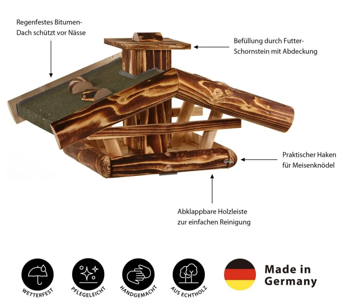 Dehner Natura Premium Futterhaus Watzmann, geflammt, ca. B55/H23/T40 cm