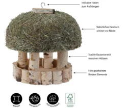 Dehner Natura Premium Futterhaus Stuttgart mit Heudach, ca. Ø29 cm