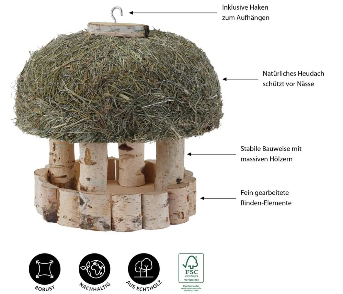Dehner Natura Premium Futterhaus Stuttgart mit Heudach, ca. Ø29 cm