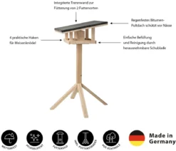 Dehner Natura Premium Futterhaus Rofan, natur, inkl. Ständer Alpstein, ca. B84,3/H129,7/T84,3 cm