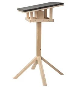 Dehner Natura Premium Futterhaus Rofan, natur, inkl. Ständer Alpstein, ca. B84,3/H129,7/T84,3 cm