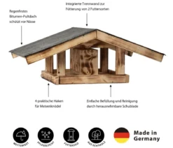 Dehner Natura Premium Futterhaus Karwendel, geflammt, braun, ca. B71,4/H27,7/T52 cm