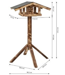 Dehner Natura Premium Futterhaus Karwendel, geflammt, inkl. Ständer, ca. B84,3/H127,2/T84,3 cm