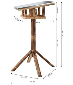 Dehner Natura Premium Futterhaus Rofan, geflammt, inkl. Ständer Alpstein, ca. B84,3/H129,7/T84,3 cm