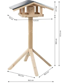 Dehner Natura Premium Futterhaus Karwendel, natur, inkl. Ständer Alpstein, ca. B84,3/H127,2/T84,3 cm