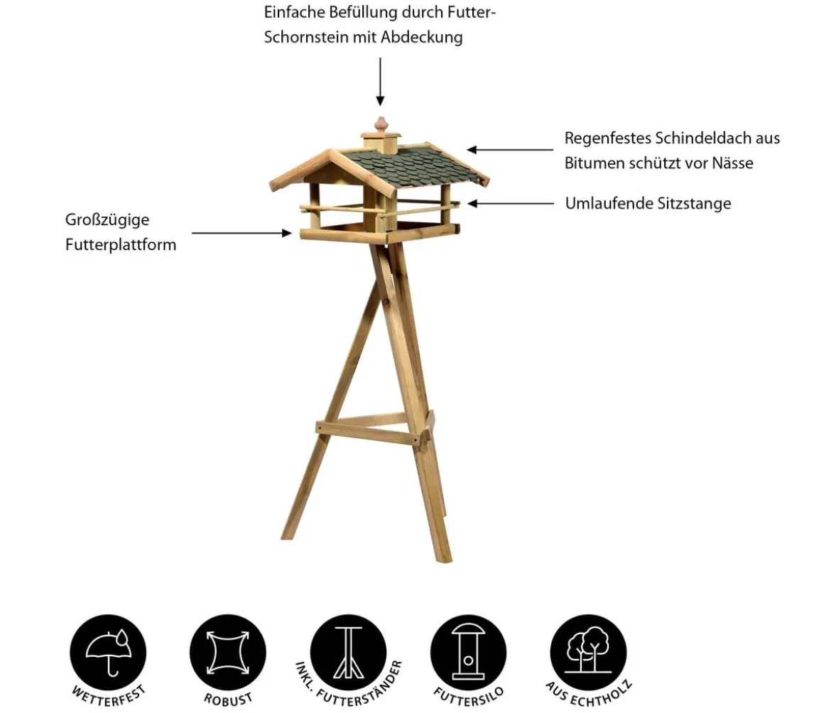 Dehner Natura Premium Futterhaus Kaiserwinkel, inkl. Ständer Ellmau, ca. B68/H144/T62 cm