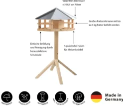 Dehner Natura Premium Futterhaus Sierra Madre, inkl. Ständer Alpstein, ca. B85/H149,5/T84,3 cm