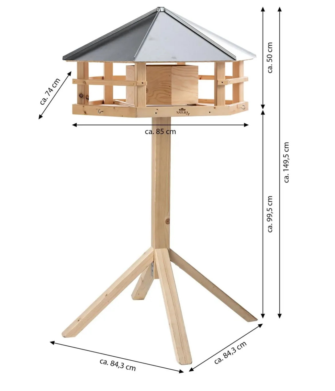Dehner Natura Premium Futterhaus Sierra Madre, inkl. Ständer Alpstein, ca. B85/H149,5/T84,3 cm