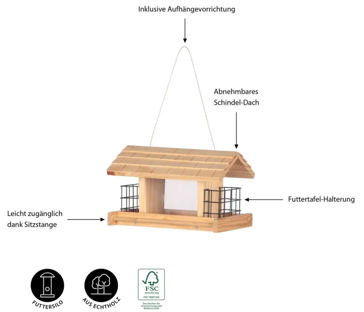 Dehner Natura Premium Futterhaus Aosta, ca. B28/H17,5/T19 cm