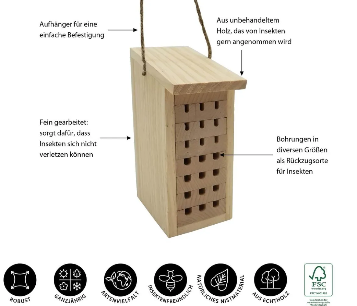 Dehner Natura Premium Insektenhotel Zermatt, ca. B8/H19,5/T12,5 cm