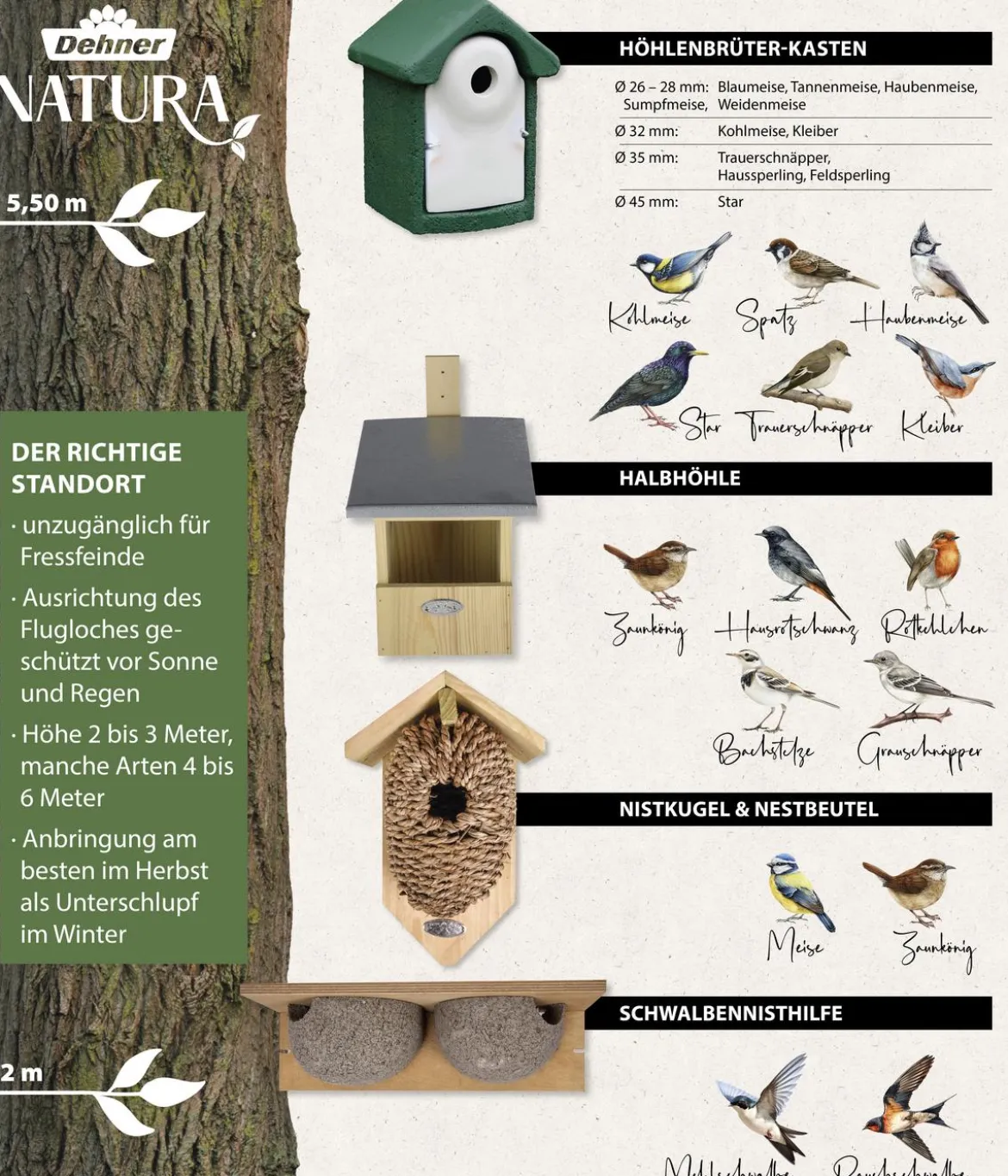 Dehner Natura Premium Nistkasten Birga, ca. B16/H32,5/T20,5 cm