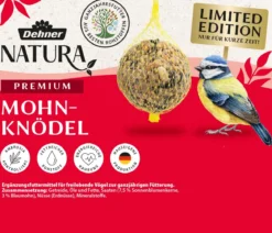 Dehner Natura Premium Wildvogelfutter Mohn-Meisenknödel im Eimer, mit Netz, 30 Stk.