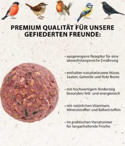 Dehner Natura Premium Wildvogelfutter Vital-Meisenknödel, Landlust Kollektion, im Eimer, ohne Netz, 30 Stk.