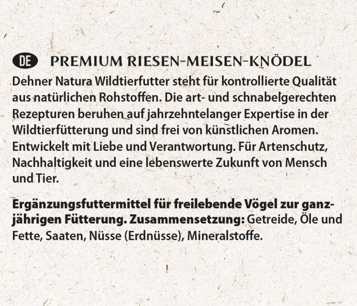 Dehner Natura Premium Wildvogelfutter Riesen-Meisenknödel, mit Netz