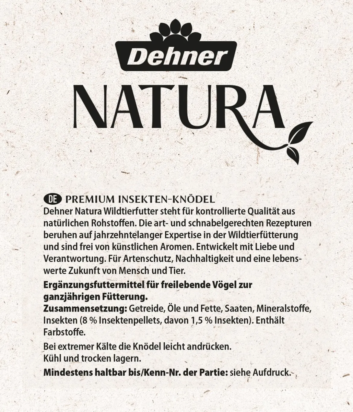 Dehner Natura Premium Wildvogelfutter Insekten-Meisenknödel im Karton, ohne Netz, 100 Stk.