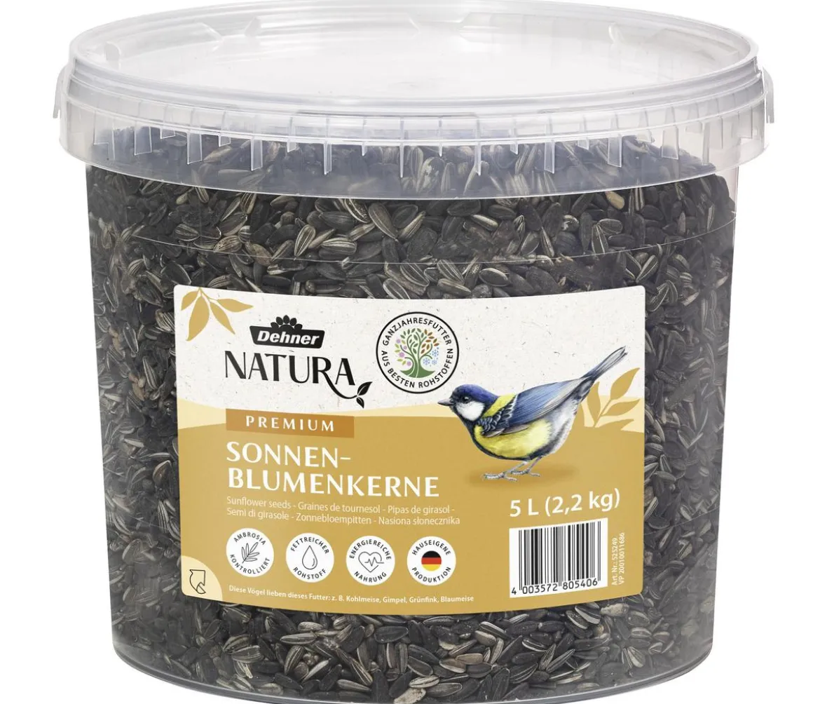 Dehner Natura Premium Wildvogelfutter Sonnenblumenkerne, 5 l