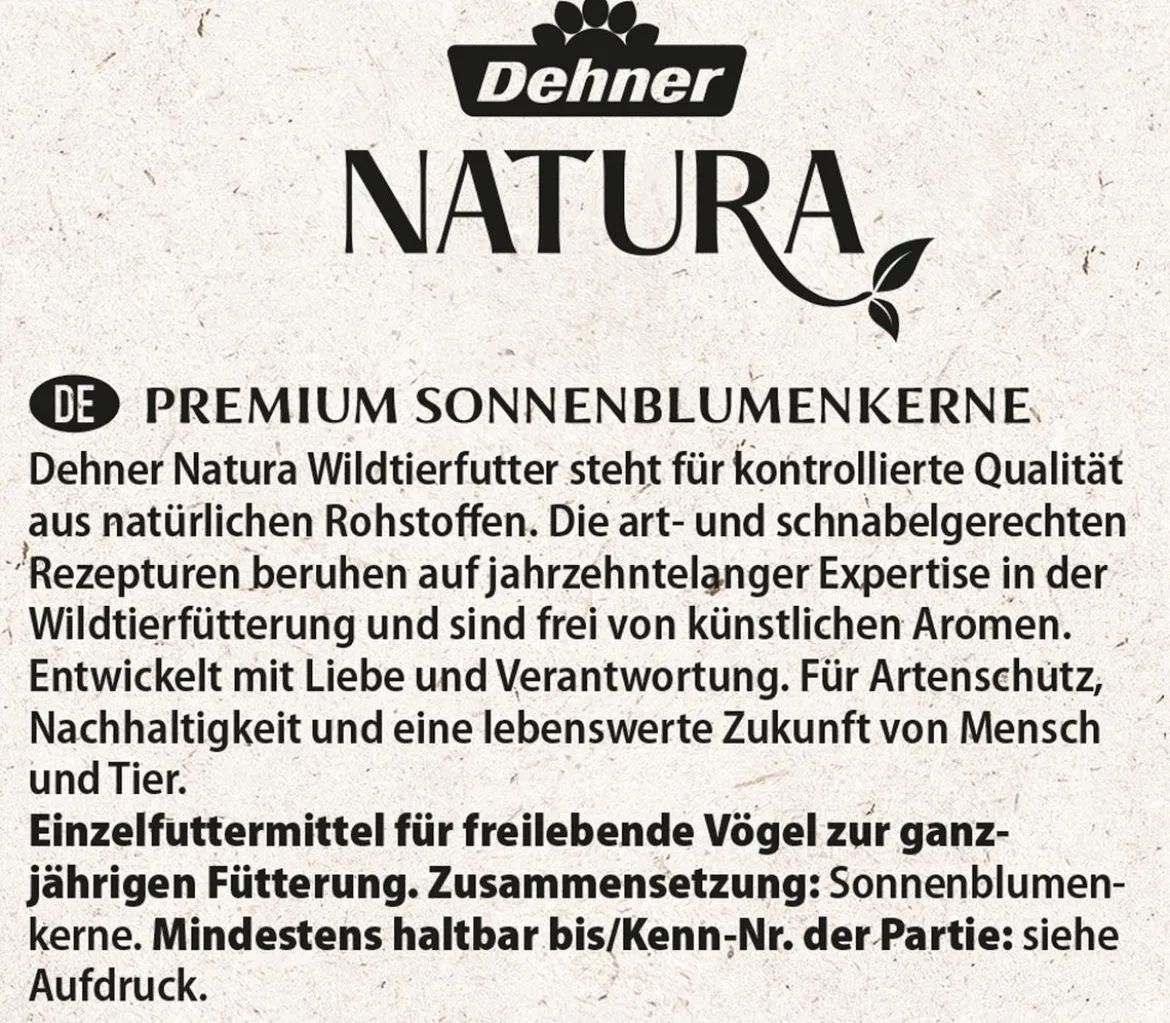 Dehner Natura Premium Wildvogelfutter Sonnenblumenkerne, 5 l