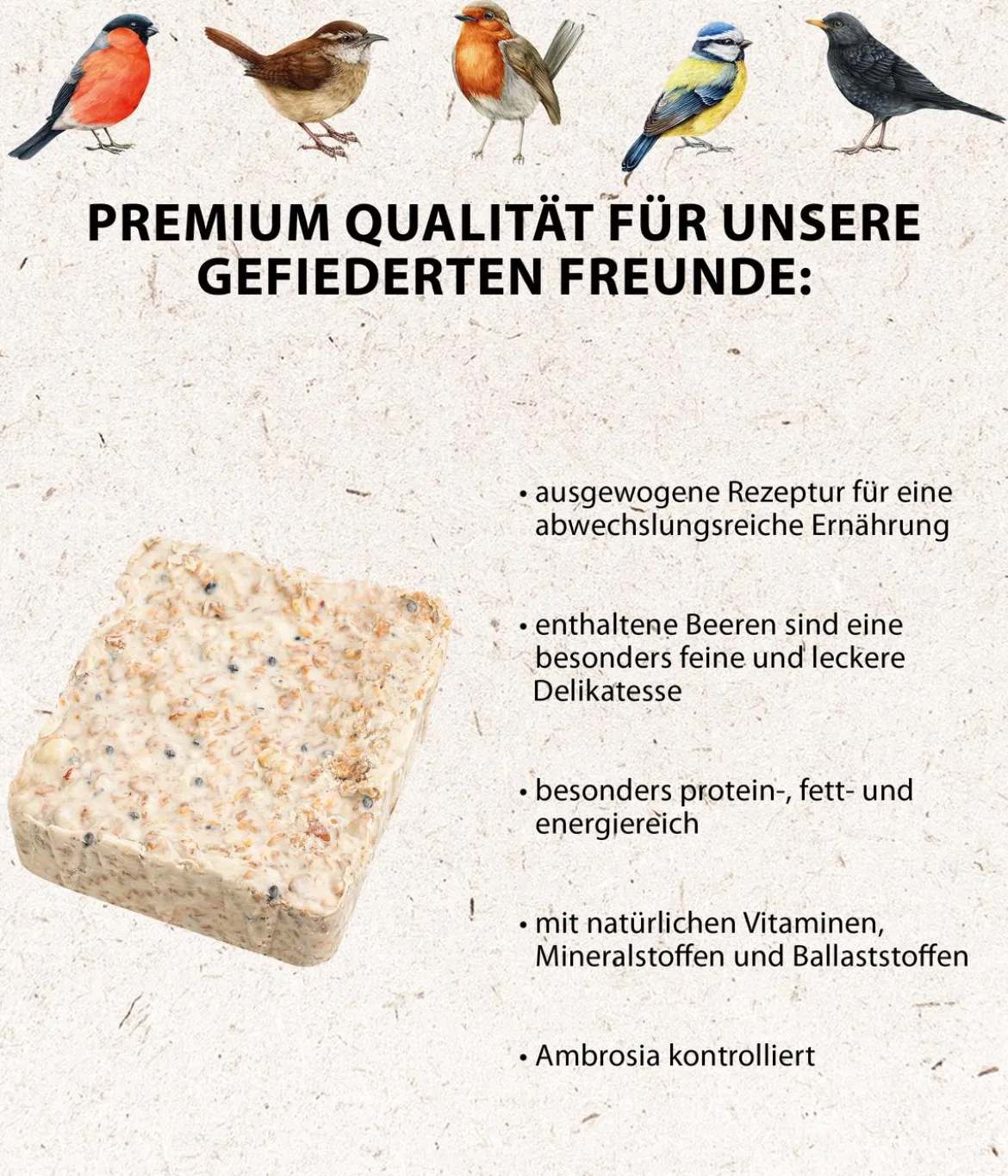 Dehner Natura Premium Wildvogel Futtertafel mit Beeren, 12x300 g