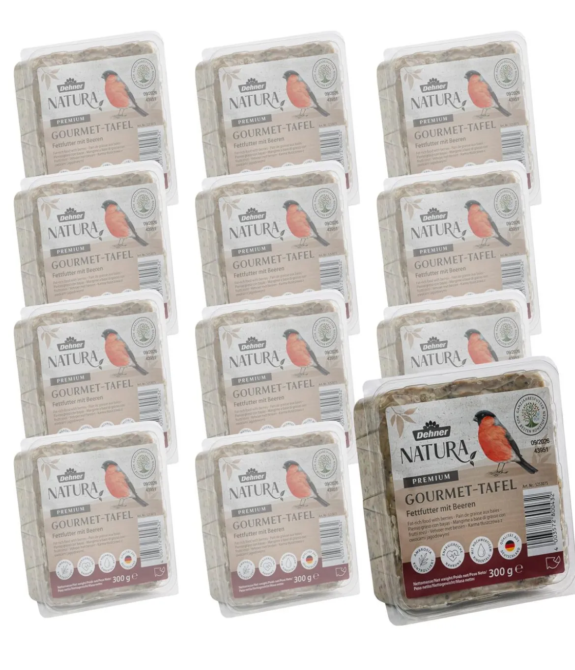 Dehner Natura Premium Wildvogel Futtertafel mit Beeren, 12x300 g