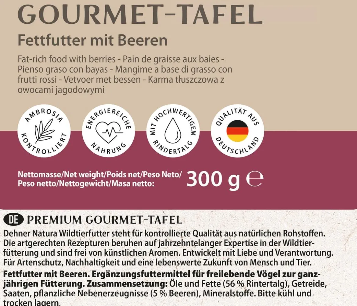 Dehner Natura Premium Wildvogel Futtertafel mit Beeren, 12x300 g