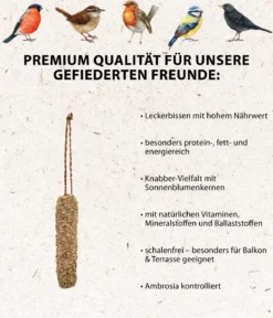 Dehner Natura Premium Wildvogelfutter Fettstange mit Sonnenblumenkernen