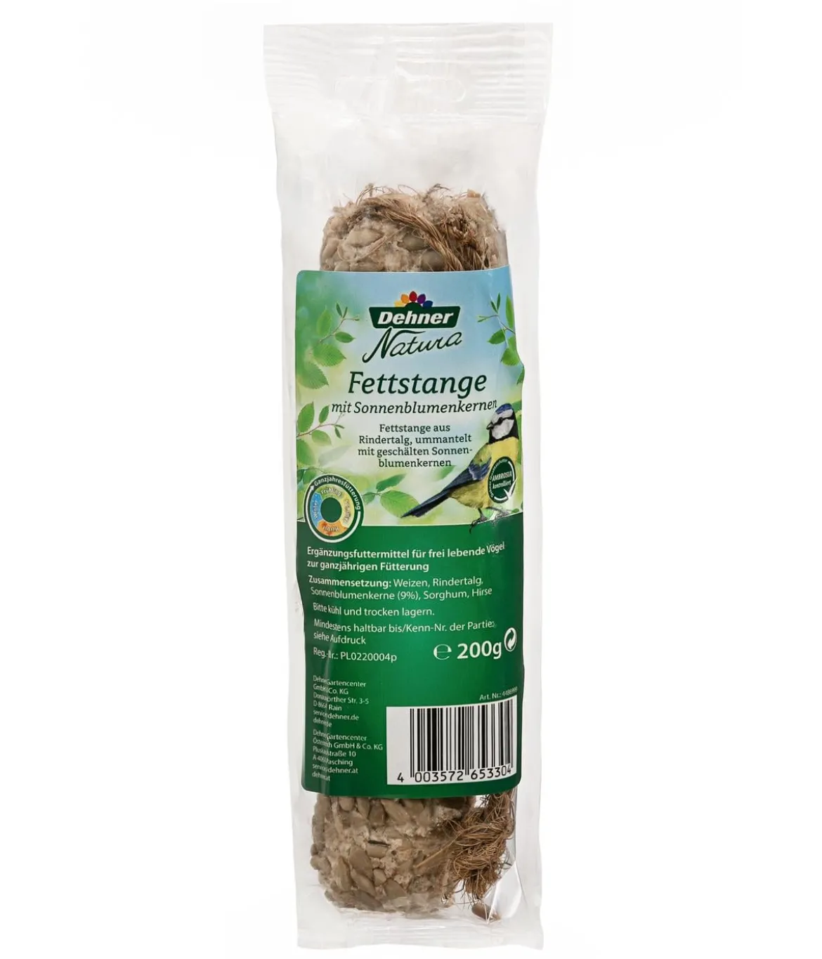 Dehner Natura Premium Wildvogelfutter Fettstange mit Sonnenblumenkernen