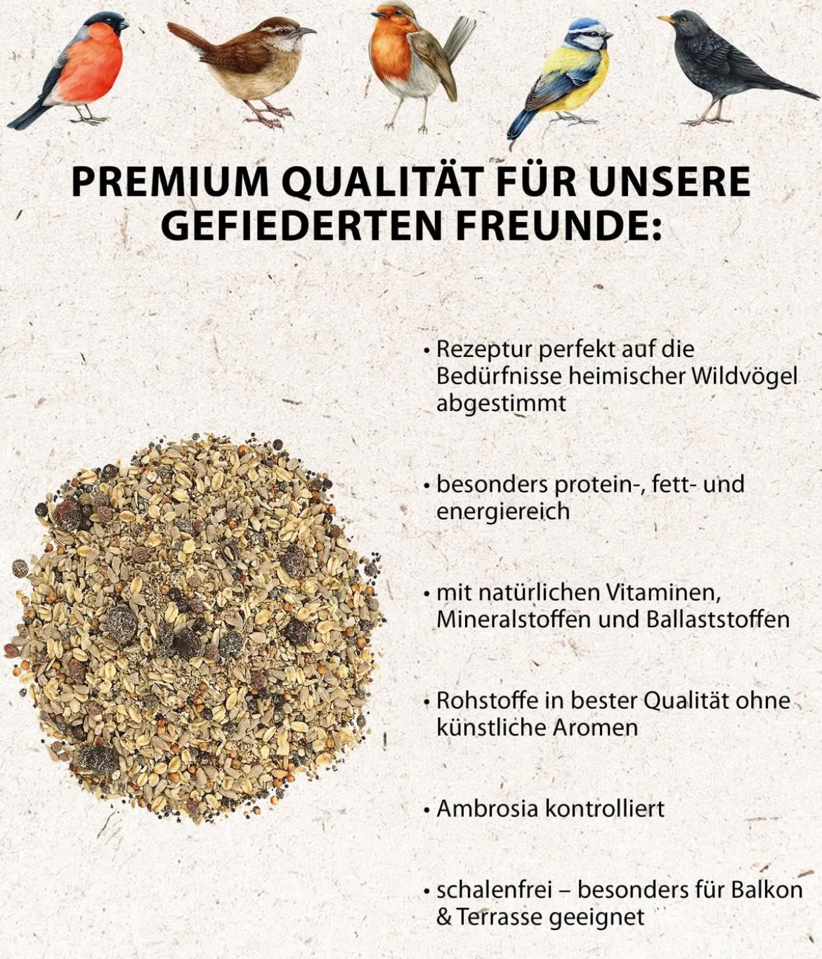 Dehner Natura Premium Wildvogelfutter Ganzjahresfutter Aktiv-Mix, 900 g
