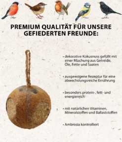 Dehner Natura Premium Wildvogel Kokosnuss mit Fettfuttermischung