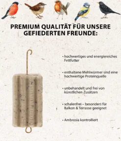 Dehner Natura Premium Wildvogelfutter Gourmet Blocks mit Mehlwürmern, 6 Stk á ca. 90 g