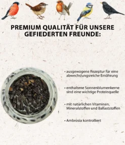 Dehner Natura Premium Wildvogelfutter Rindertalg im Glas, Sonnenblumenkerne, 8 x 250 g